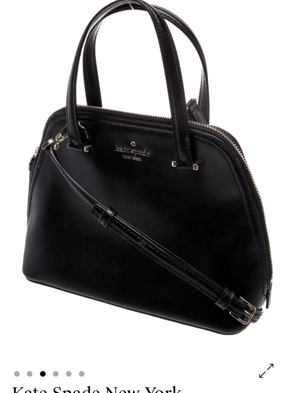 kate spade Black Leather Dome Satchel with Detachable Strap - Picture 2 of 6